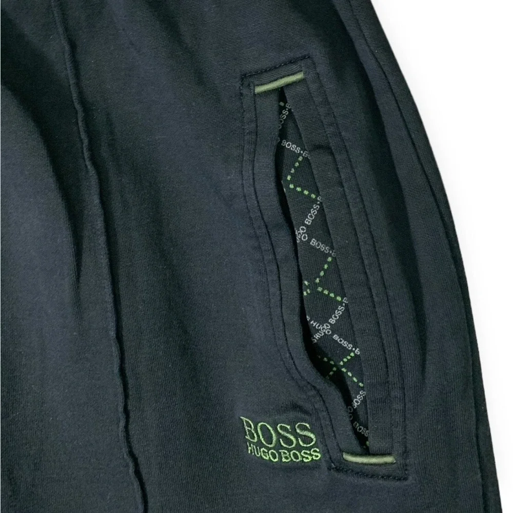 Hugo Boss Mens S Track Pants Green‎ Label Stretch Straight Black